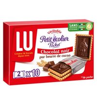 LOT DE 5 - LU - Petit Ecolier Pocket Chocolat Noir Biscuits petit beurre nappés - boîte de 10 sachets - 250 g
