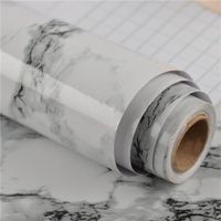 Papier Adhésif pour Meuble Armoire, Papier Peint Autocollant pour Placard,Tiroir,Sticker Marbre blanc gris foncé, 60 x 100cm