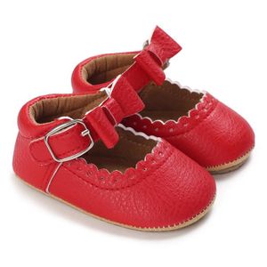 BIJOU DE CHAUSSURE couleur rouge taille 7-12 mois Jolies chaussures de premiers pas en cuir pour bébés, pantoufles pour garçons