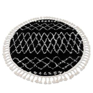 TAPIS DE SOL Tapis BERBER ETHNIC G3802 cercle noir et blanc Fra