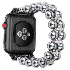 BRACELET MONTRE CONNEC. Faux Perle Strass Décor Bracelet Montre Pour Apple