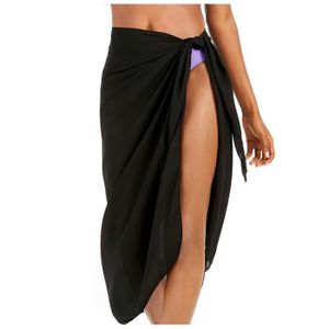 JUPE Maillot de bain imprimé pour femmes Cover Up Mesh Bikini Maillots Beach Cover-Ups Jupe portefeuille Le noir520