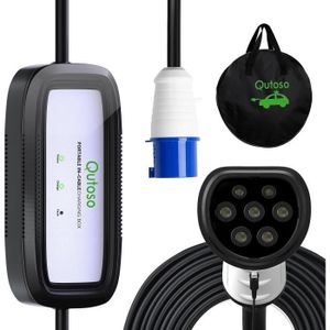 STATION DE CHARGE VEHICULE ELECTRIQUE - CABLE DE CHARGE VEHICULE ELECTRIQUE Ev Charging Cable, 32 A Type 2, 7 Kw Electric Vehicle Charger, Plug-In Ev Charging Station, Portable 7-Meter Cable With Indic