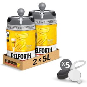 MACHINE A BIÈRE  Pelforth - Pack de 2 Fûts 5L + 5 Tubes de Service - Bière Pelforth Blonde 5,8° - Compatible Tireuse BeerTender, Utilisable sans 20