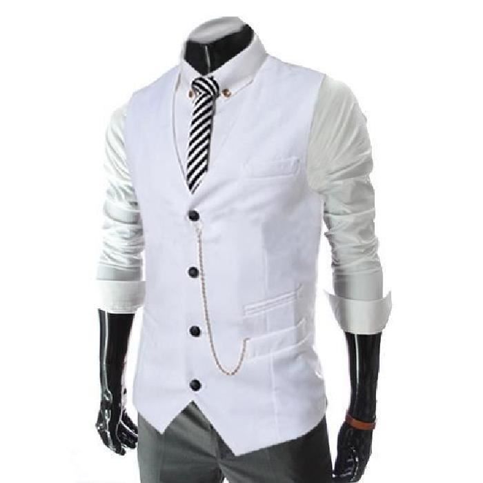 Homme Veste Costume Veste Gilet Blanc Blanc - Cdiscount Prêt-à-Porter