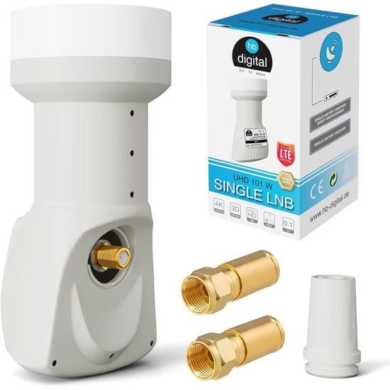 Premium X Octo LNB - 8-voudig - voor 8 ontvangers - 4K Full HD - met weerbescherming en LTE-filter 16X F-stekker voor satellietschotel Digital TV televisie SAT-ontvanger - Wit