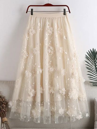 Jupe Longue Femme LAPIS Taille L Brodée Et Pailletée Multicolore - Occasion Très Bon État
