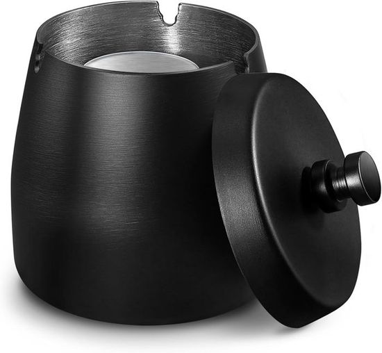 Protection Intempéries Zeawavsl Cendrier Extérieur Inoxydable Avec Couvercle - Anti-Vent, Anti-Pluie, Capacité XL Cendrier Exterieur De Table