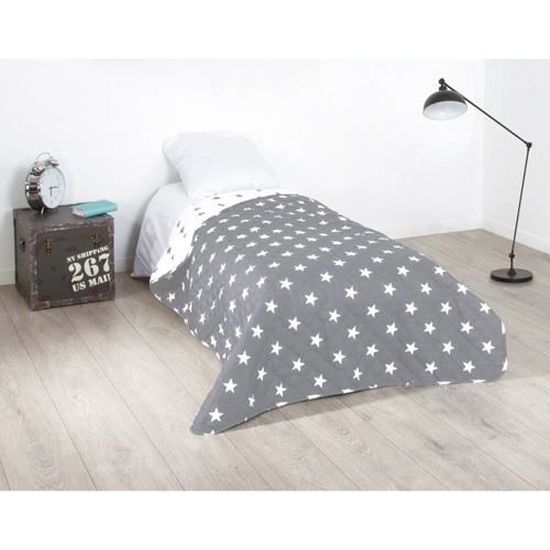 Dessus De Lit Etoiles 140 X 200 Cm Gris Cdiscount Maison