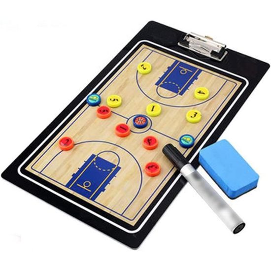 Tableau Basketball Tableau Coaching Basket Magnétique - Double Face Plein Terrain/Demi-Terrain - Avec Stylos Et Aimants - Portable 38x23cm Aimants Stratégie Basket
