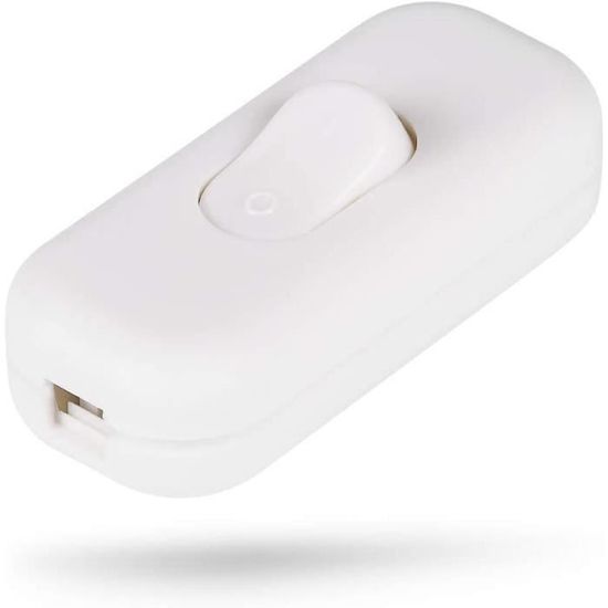 Cordon Secteur Avec Interrupteur Pour Lampe De Chevet - Longueur 1,90 M - Blanc