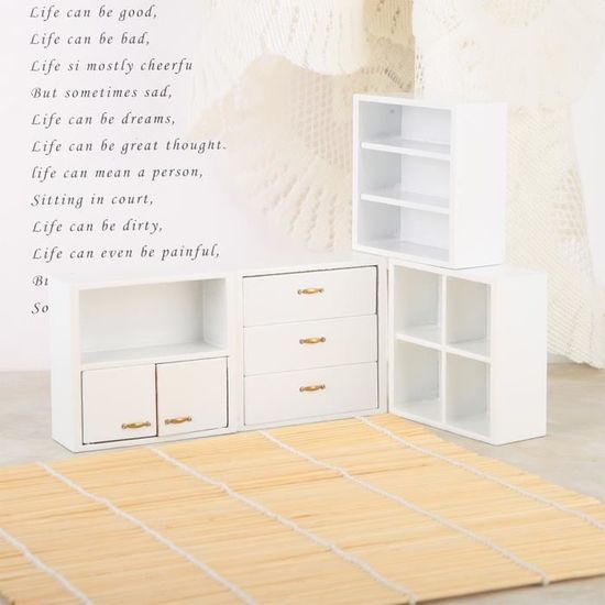 HURRISE jouet de meubles 1:12 Mini armoire en bois meubles salon chambre armoire unité pour maison de poupée (blanc)