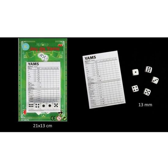 Jeu de dés Yam's JEU DE YAMS FICHES + 5 DES JEU DE SOCIETEE Cdiscount