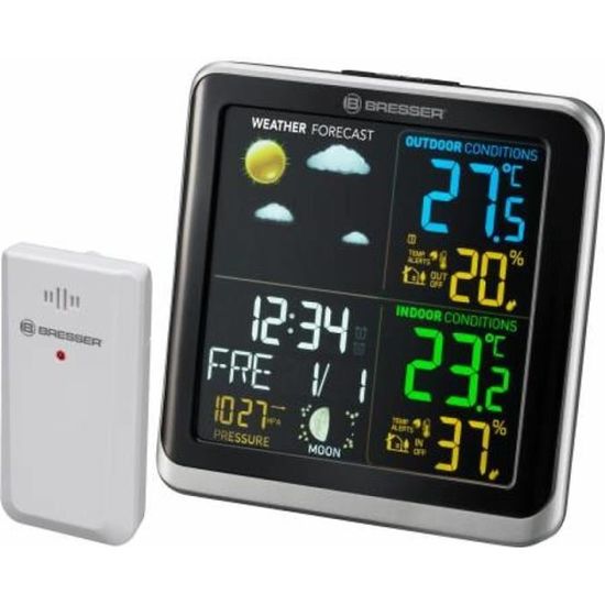 Station météo avec écran couleur, thermomètre et hygromètre - Bresser