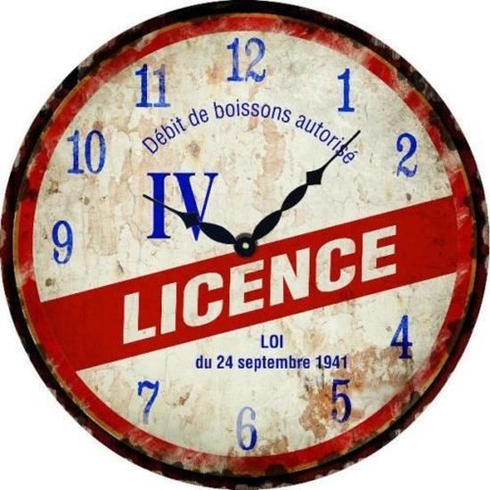 Plaque Murale Licence IV En Métal - Style Vintage Bar Français - 20x15cm - Décoration Bistrot, Cave à Vin