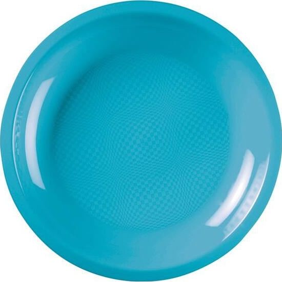 Assiette plate et ronde bleu turquoise incassable 22cm (x10) REF/52750