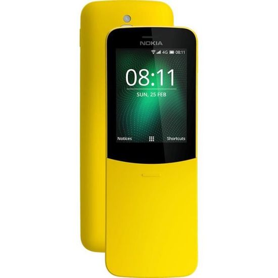 Nokia 8110 4G, 6,22 cm (2.45"), 0,5 Go, 4 Go, 2 MP, KaiOS, Jaune