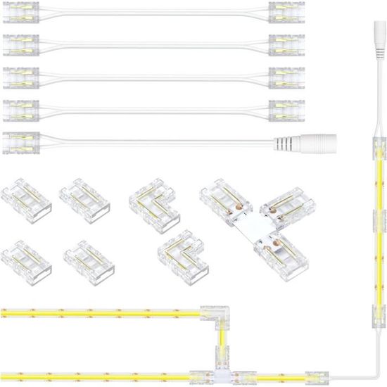 Connecteur Ruban Led Cob 2 Pin Pour 8mm, 2pcs Droits Centraux