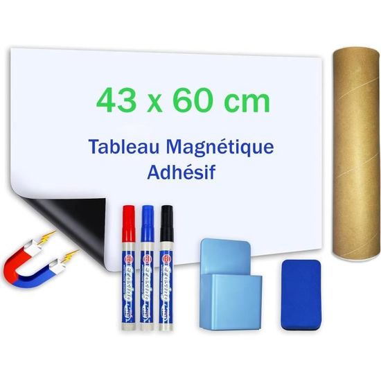 Tableau Magnétique Adhésif Effaçable – Lignes Rouges Pour L'écriture – À Coller Sur Frigo Ou Tableau Métallique – 84 X 12 Cm