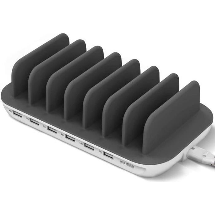 Station de charge Multi-appareils - 4SMARTS - 6x USB + 1x USB-C - 5V/2.4A - Blanc - Antidérapante