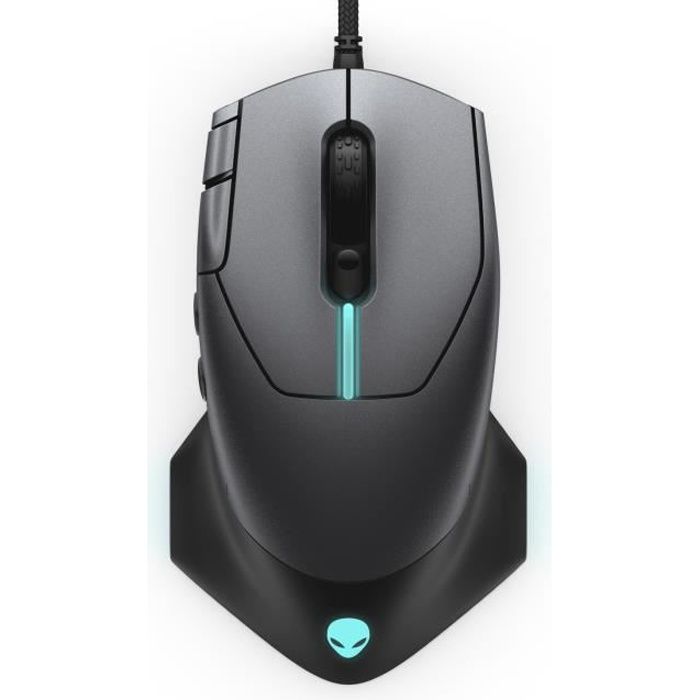 Alienware 510M - Souris filaire pour gamer - Droitier - Capteur optique 16000 dpi - 10 boutons programmables - Rétroéclairage RGB