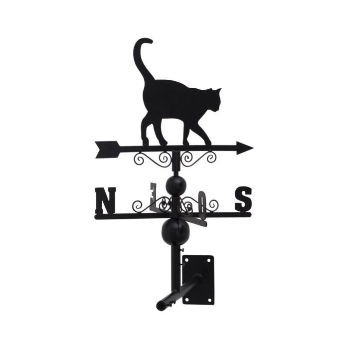 Girouette en fer forgé, motif chat avec frise.