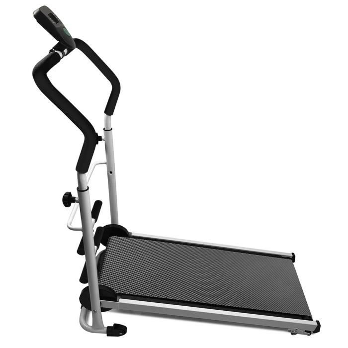 Tapis de Course Manuel avec Barre de Sit-Up Charge Maximale 100 kg-Maison-Noir