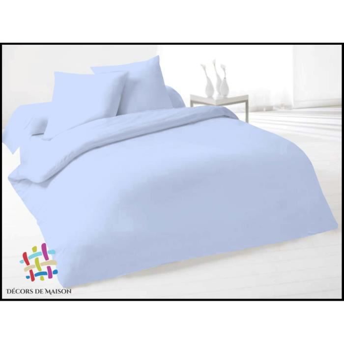 Housse de couette Uni en coton 220X240cm 2 Personnes-Bleu Ciel