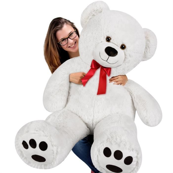 DEUBA| Grand nounours géant XL Teddy Bear - Ours en peluche blanc - Enfants/adultes