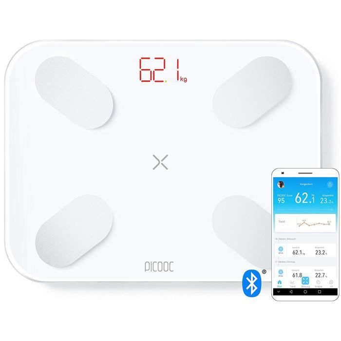 PICOOC S1 Pro, balance numérique intelligente avec appli, Bluetooth, analyse PHMS, mesure l'IMC, teneur en eau, masse musculaire,