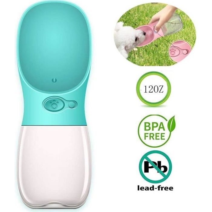 Bouteille pour Chien，Portable Voyage Bouteille Chien et Chat Pet Travel Water Drink Bouteille-350ML-Bleu