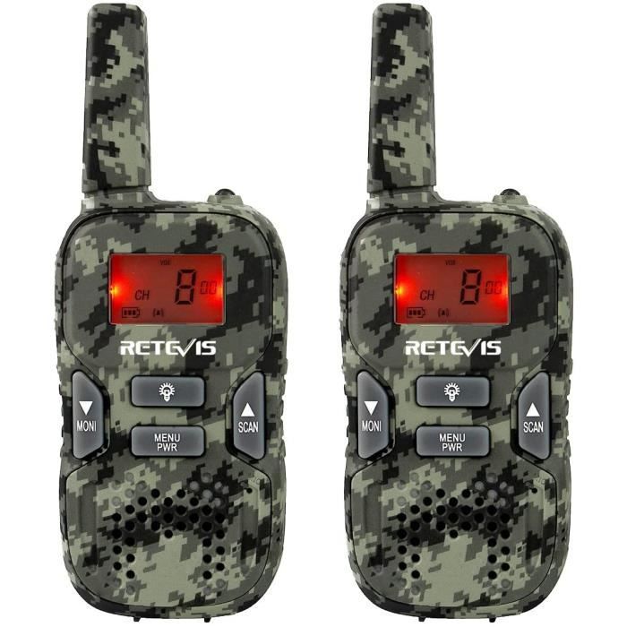 Talkie Walkie Enfants PMR446 8 Canaux Écran LCD 10 Tonalités d’Appel VOX Lampe Torche Volume Ajustable Talkie Walkie Jouet Cadeau po
