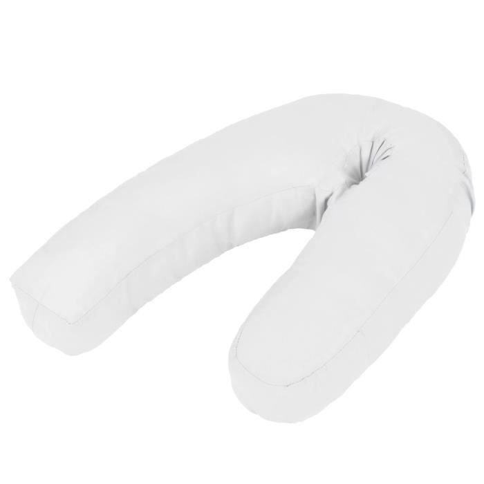 Coussin de grossesse en forme de J 54 x 43 cm Blanc