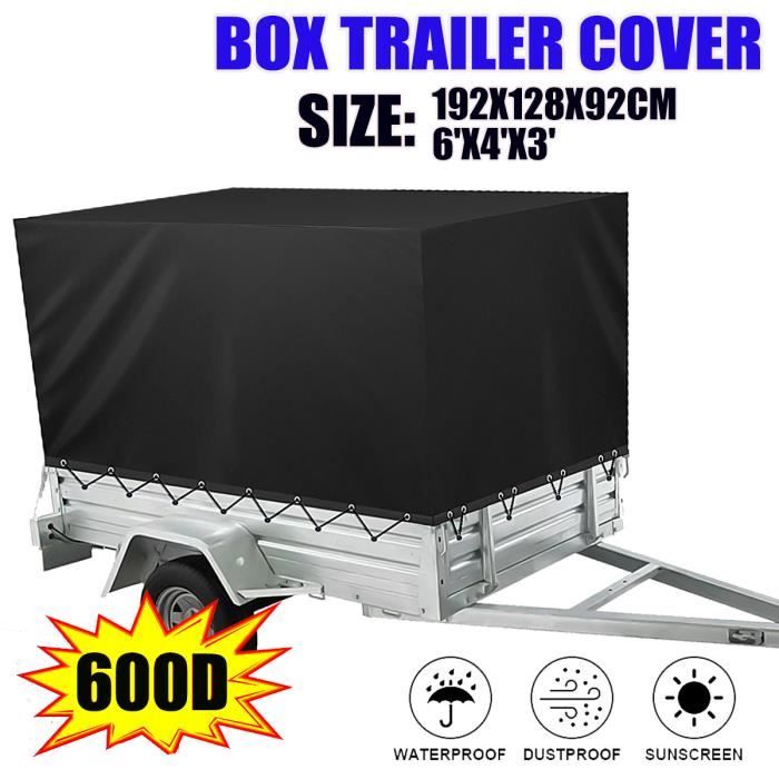 600D Couverture de Remorque de Boîte Protecteur de Bâche en PVC Avec Corde Extérieure 192*128*92cm