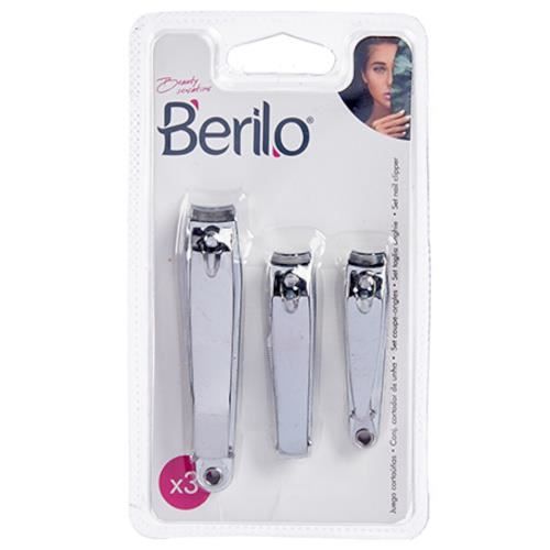 Berilo coupe-ongles acier argenté 3-pièces