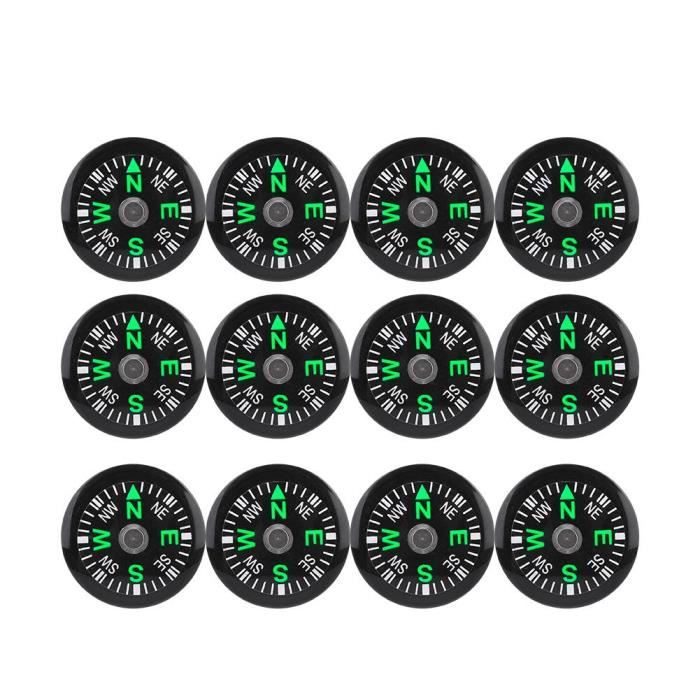 12Pcs 20mm Mini Boussole Compass Portable Boussole De Survie en Plastique pour randonnée /Voyage/Camping/Sauvages/Navigation-HEN