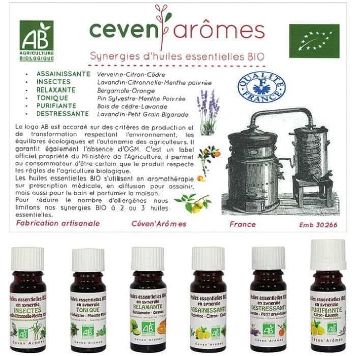 CEVEN AROMES Pack synergies d'huiles essentielles avec affiche et jeu fiche