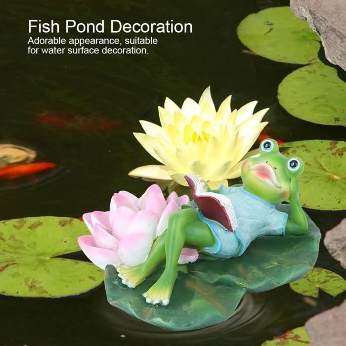 Décoratif de paysage fontaine d'étang poissons grenouille feuille lotus flottant artificiel innovateur