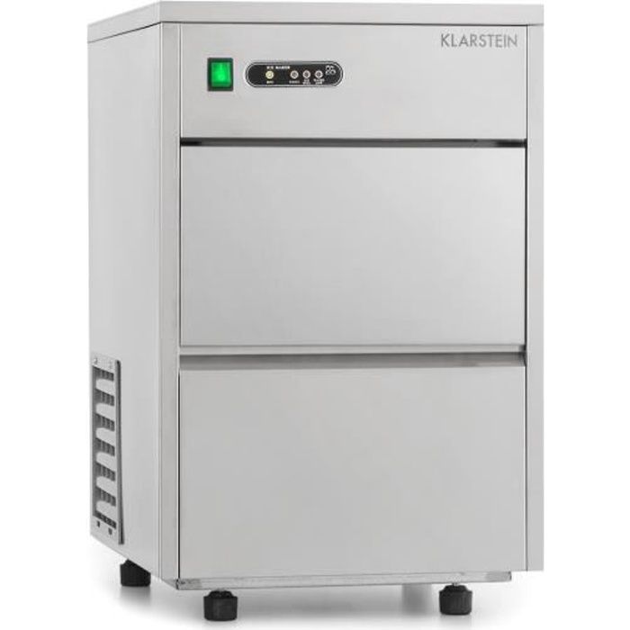 Klarstein Frostica Machine à glaçons & glace pilée professionnelle - capacité énorme : 20 kg-24 h - stockage 3.5 kg - boîtier inox