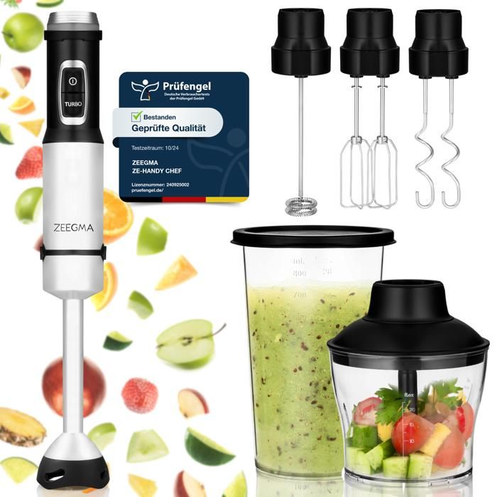 ZEEGMA Handy Chef Mixeur plongeant multifonction 5en1 d'une puissance de 1500W