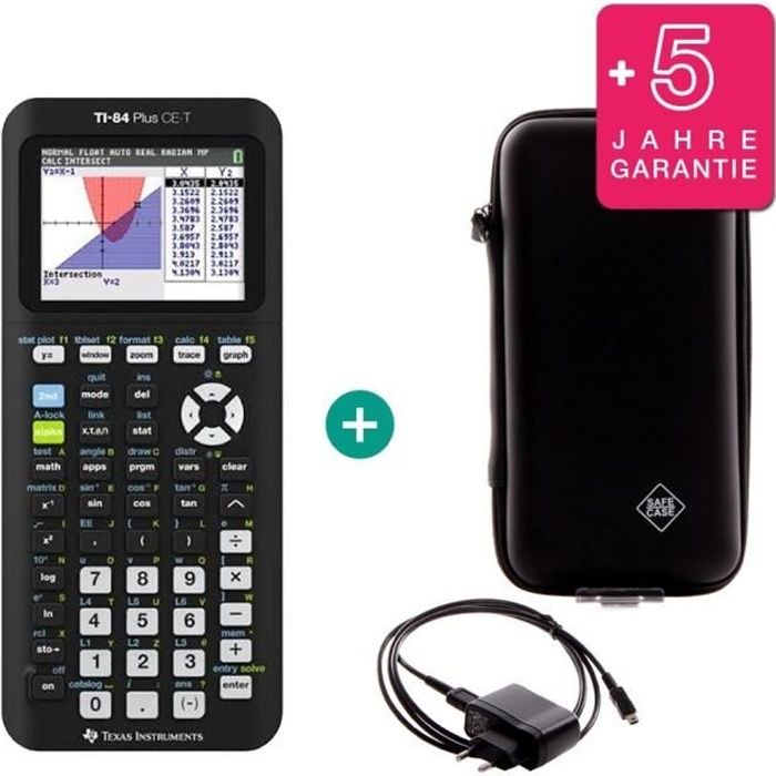 TI 84 Plus CE-T + Câble de Charge + Housse de protection + Extension de garantie