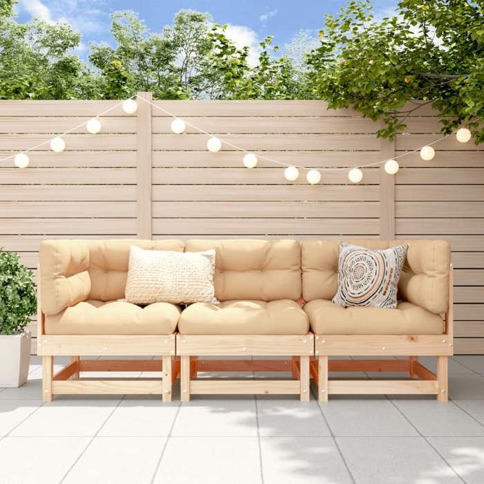 vidaXL Salon de jardin 3 pcs Bois de pin massif - vue 2
