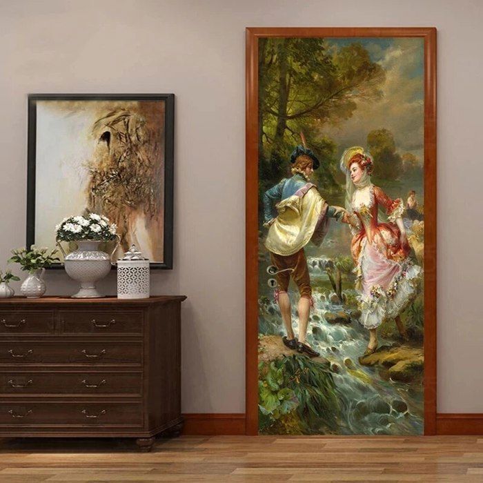 Autocollant Porte 3D Trompe-l'œil - Sticker Déco Cave à Vin 63x205cm