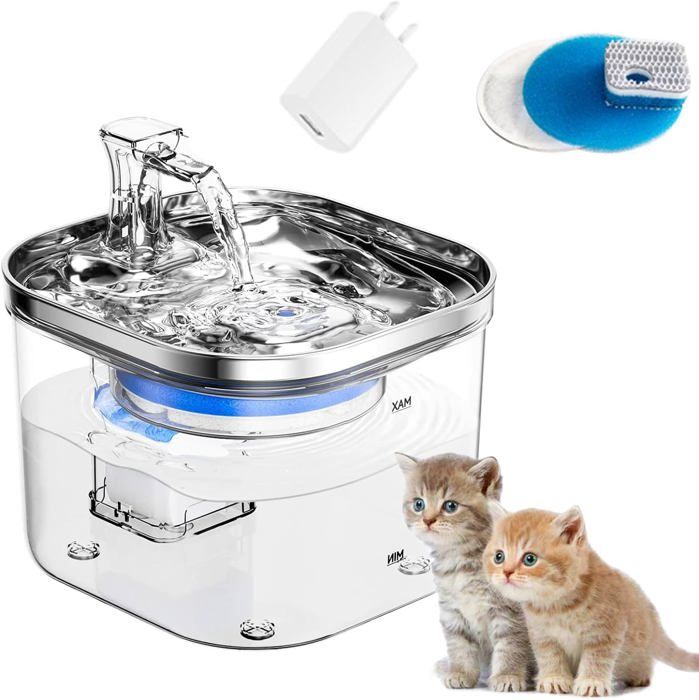 Fontaine à Eau Automatique Pour Chat 2,2L - Silencieuse, Triple Filtre, Acier Inoxydable - 4