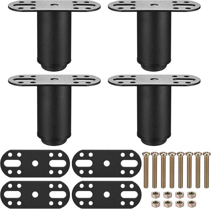 4 Pcs Pied de Lit Sommier a Lattes Pieds de Lit Réglable 8-12 cm Pied de Sommier à Lattes Metallique Pieds de Meuble Réglables