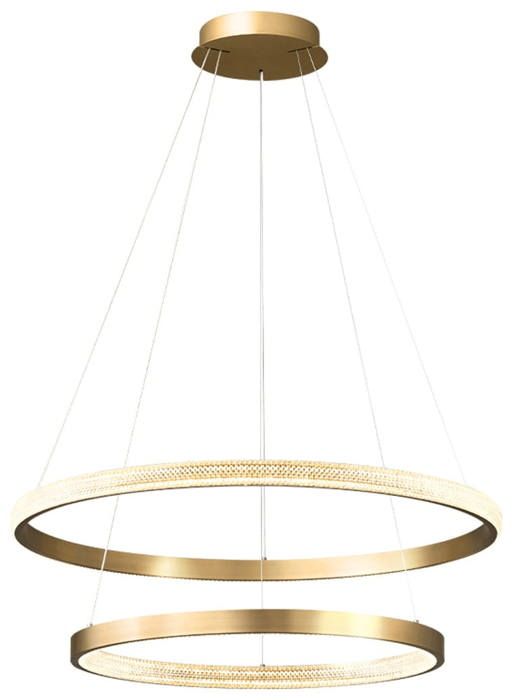 Lustre LED Zing Ring Double 80 A 80 cm deux anneaux laiton doré