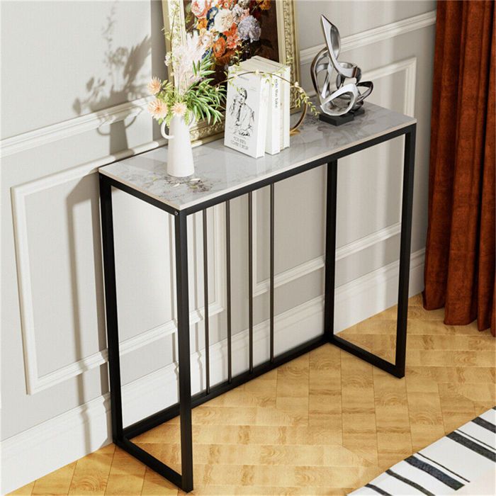 Console Meuble en Marbre dEntrée - Table Console en Pierre Fritée Lisse - pour Entrée Couloir Salon - 80 x 30 x 78.5cm