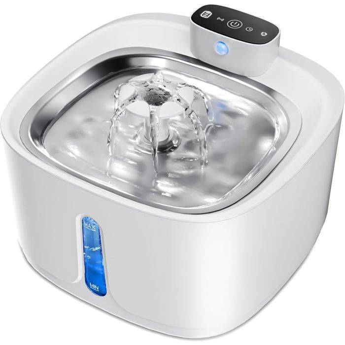 Meilleurs prix pour FLEUVE - Fontaine a eau pour chat - Fontaine 32L avec détecteur de mouvement 4000mAh pompe silencieuse acier inox 5 filtres