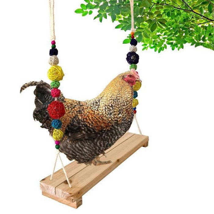 Meilleurs prix pour Balançoire suspendue - EINNENFFER - Bois naturel - 395x7x120 cm - Jouet dentraînement pour poules