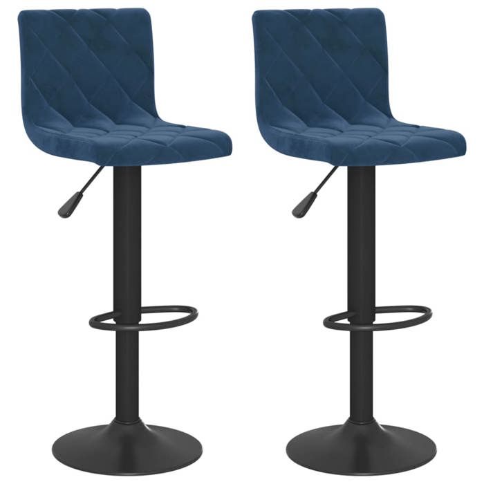 Autumn sale Tabourets de bar (Set de 2) bleu velours - confort optimal - Contemporain - 40x43x111 cm